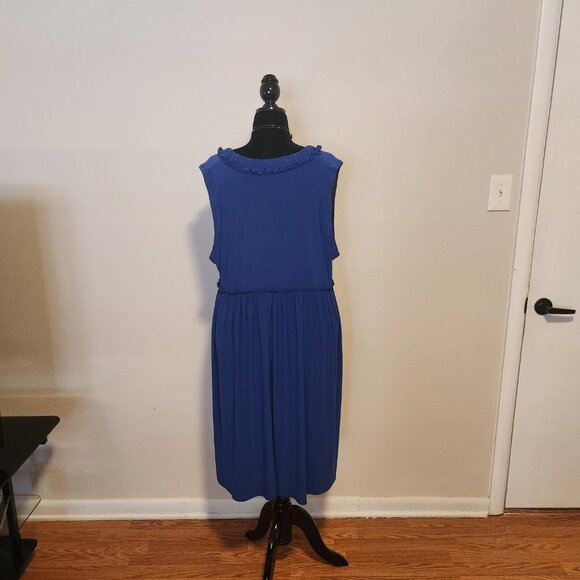 Scarlett Nite Blue Ruffle Trim Dress Plus Size 24W Sleeveless Formal - Picture 3 of 4